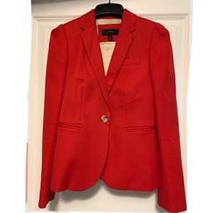 J.crew Red Stretch Cotton Puff Shoulder Blazer